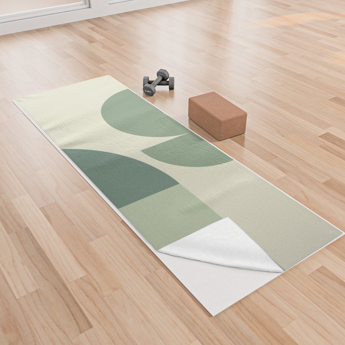 Mid Century Modern Geometric Shapes Yoga Towel