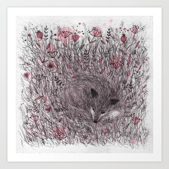 Sleeping fox Art Print