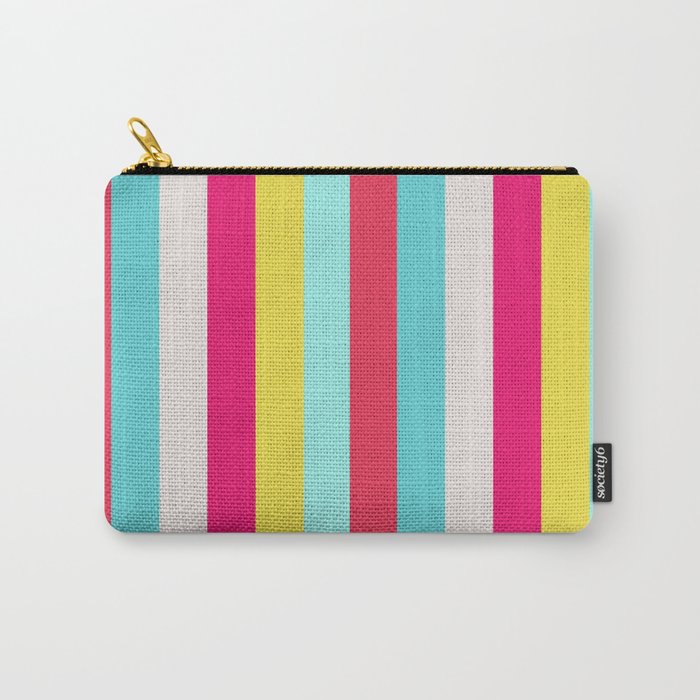 Bright Floral Pastel Stripes Carry-All Pouch