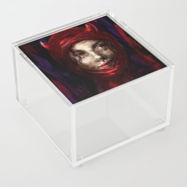 cunning girl lucifer in a red, balaclava Acrylic Box