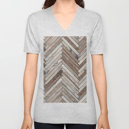 Seamless texture of wood parquet (herringbone). Floor natural pattern V Neck T Shirt