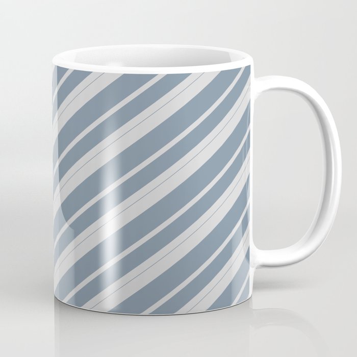 Light Gray & Light Slate Gray Colored Lined Pattern Coffee Mug