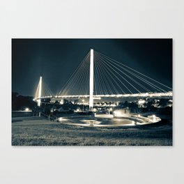 Bob Kerrey Pedestrian Bridge In Sepia - Omaha Nebraska Canvas Print