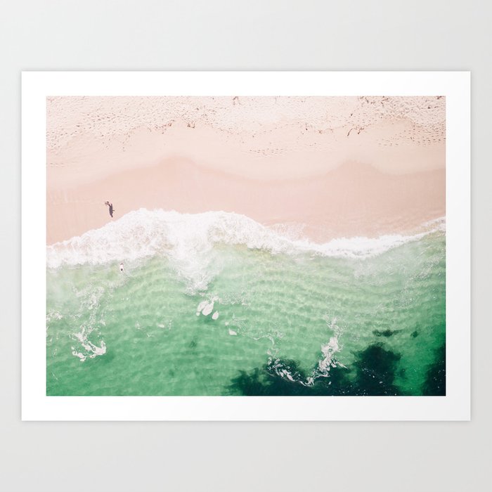 Aerial Beach Print - Ocean Walk - Sea Travel photography Art Print
