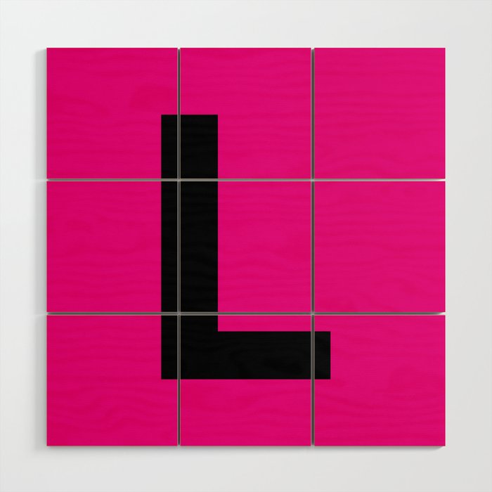 Letter L (Black & Magenta) Wood Wall Art