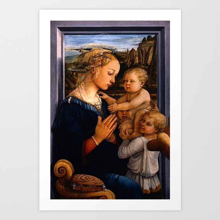 Fra Filippo Lippi "Madonna with child and two Angels" Art Print