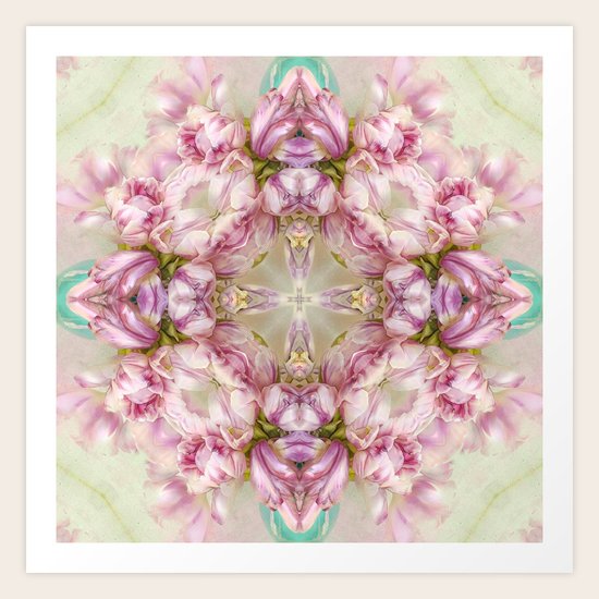bouquet tulips in blue vase (pattern/pillow) Art Print