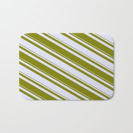 [ Thumbnail: Lavender & Green Colored Striped/Lined Pattern Bath Mat ]