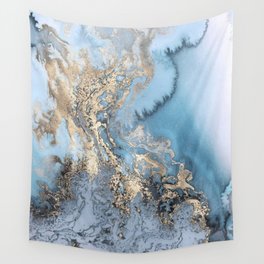 Gold and Blue Marble Wall Tapestry