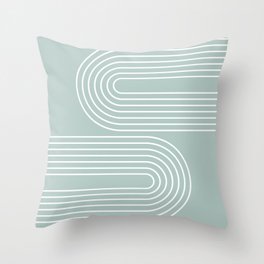 Geometric Lines Rainbow 22 in Sage Mint Throw Pillow