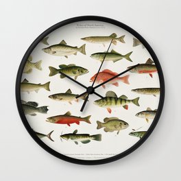 Illustrated North America Game Fish Identification Chart Wall Clock