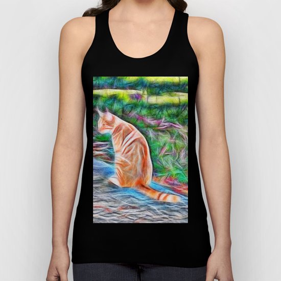 Orange cat sitting on a path in rural Queensland, Australia Unisex Tank Top