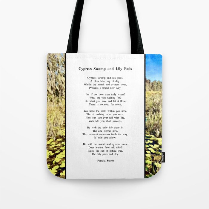 Cypress Swamp and Lily Pads Poem Tote Bag
