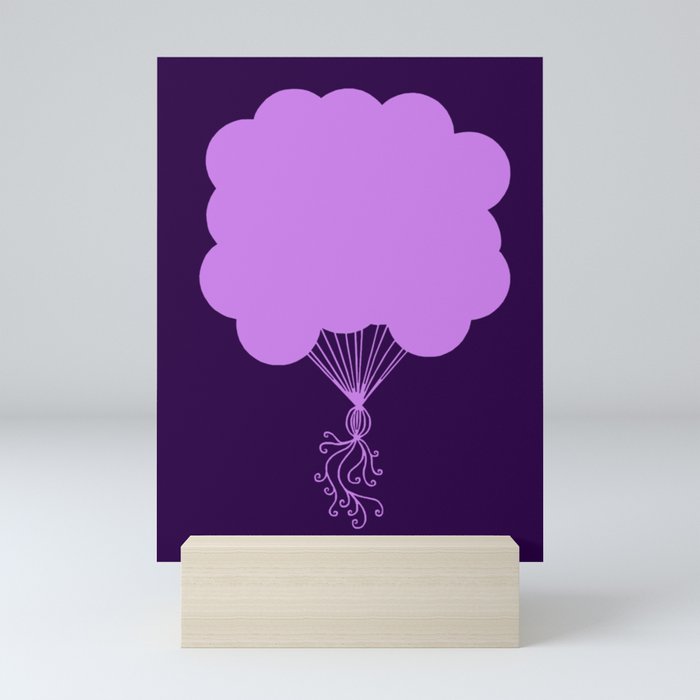 Purple Party Balloons Silhouette Mini Art Print