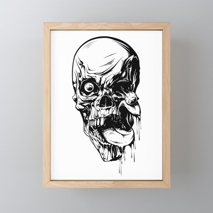 Skeleton Zombie Framed Mini Art Print