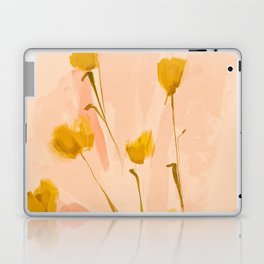 Golden Flowers In Blush Pink Watercolor | Floral Design Home Decor Laptop Skin