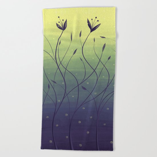 Purple Algae Plants In Green Water Beach Towel