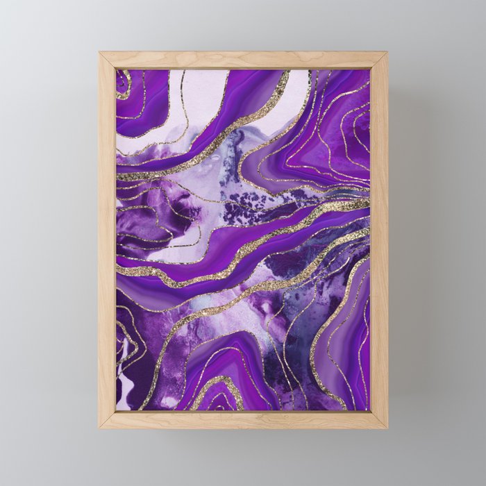 Liquid Marble Agate Glitter Glam #4 (Faux Glitter) #decor #art #society6 Framed Mini Art Print