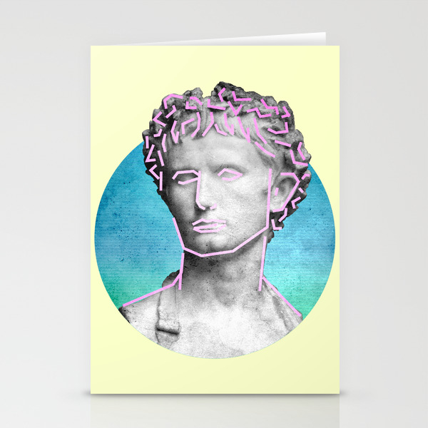 Aesthetic 90 S Retro Vaporwave Augustus Statue Stationery Cards By
