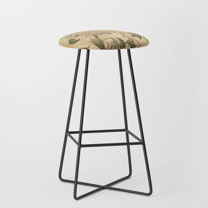 A Floral Fantasy of Animals and Birds Bar Stool