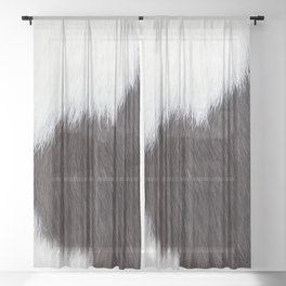  Brown and White Cowhide, Cow Skin Print Pattern Sheer Curtain