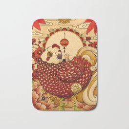 Year of the Rooster Badematte | Chicken, Other, Illustration, Rooster, Drawing, Curated, Red, Lunarnewyear, 2017, Pattern 