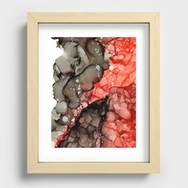 Red Black Abstract: Original Alcohol Ink Art Painting by Herzart Recessed Framed Print