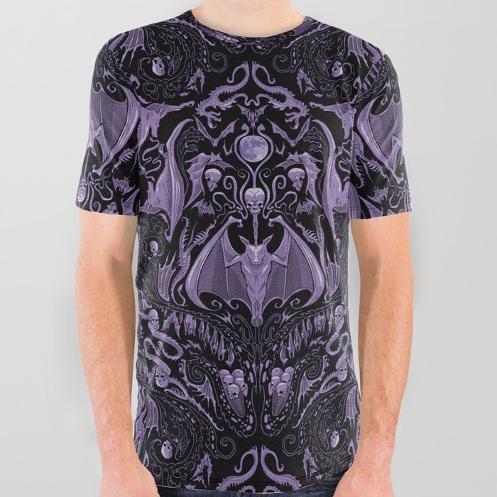Bats and Beasts - ROYAL PURPLE All Over Graphic Tee
