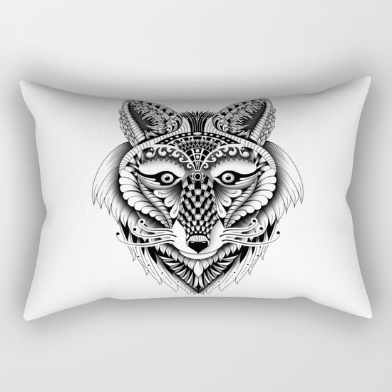 Ornate Foxy Wolf Rectangular Pillow