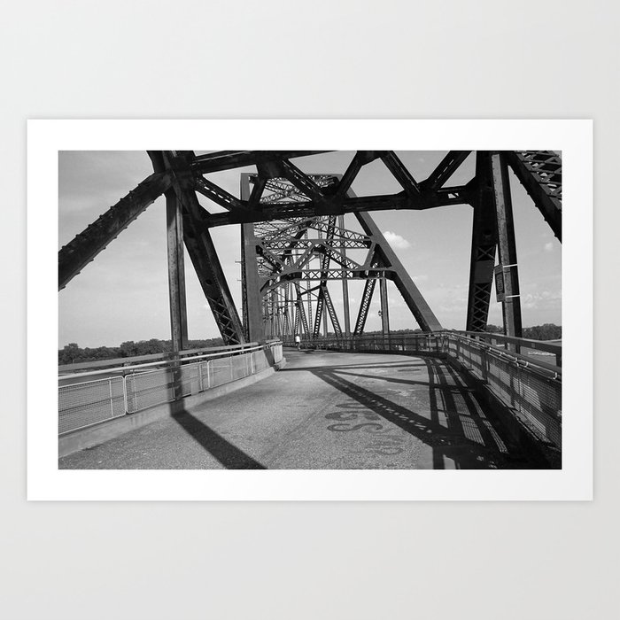 Route 66 - Chain of Rocks Bridge 2006 BW Art Print