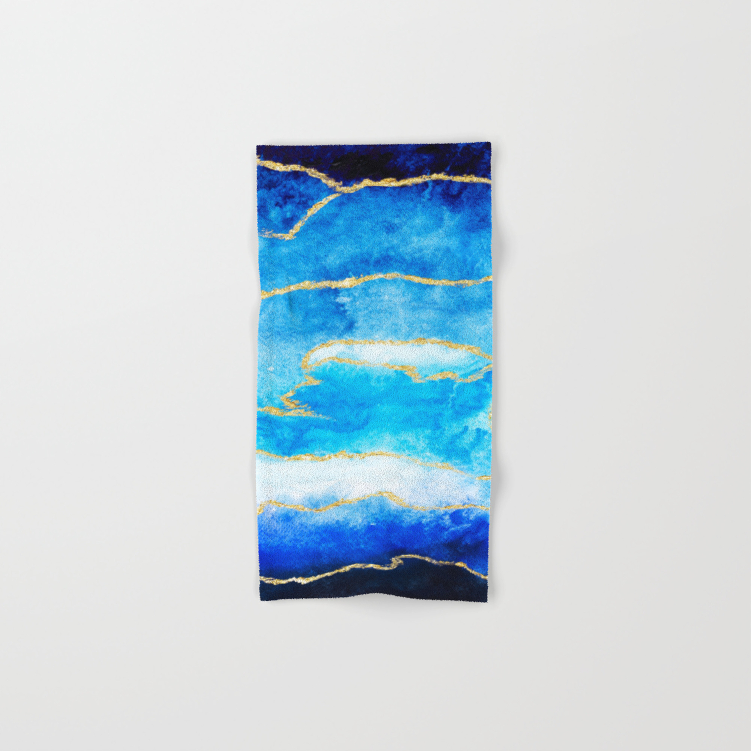Modern Faux Gold Foil Navy Blue Ombre Watercolor Hand Painted