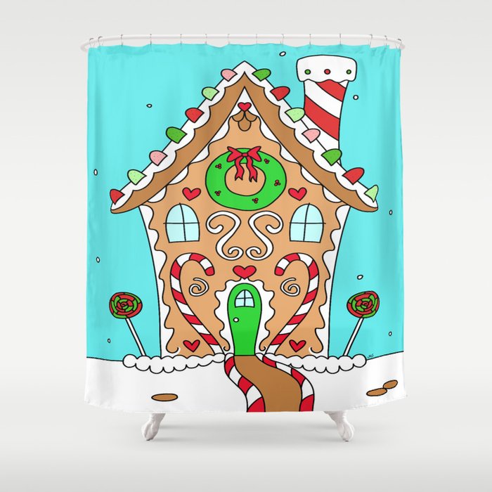Sweet Gingerbread House Shower Curtain By Designsbymistyblue Society6 Sweet Gingerbread House Shower Curtain