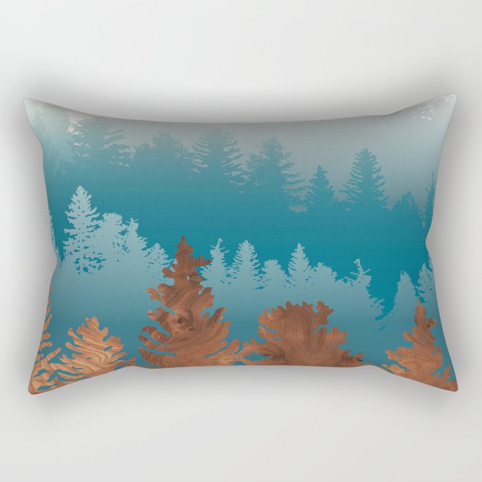 Treescape Blue Rectangular Pillow