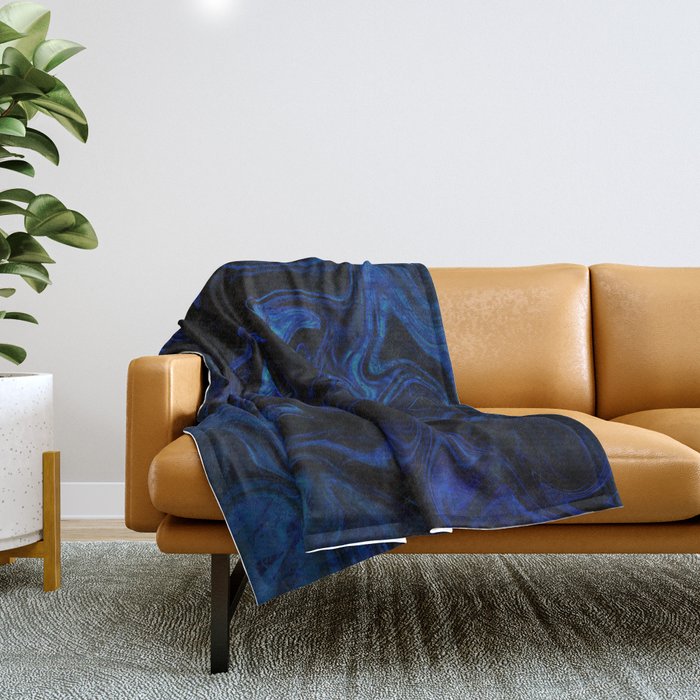 Blue Black Swirl Throw Blanket