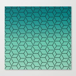 Turquoise Hexagon Cube Pattern Canvas Print