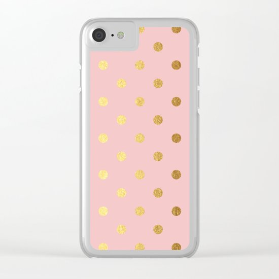 Gold polka dots on rosegold backround - Luxury pink pattern Clear iPhone Case