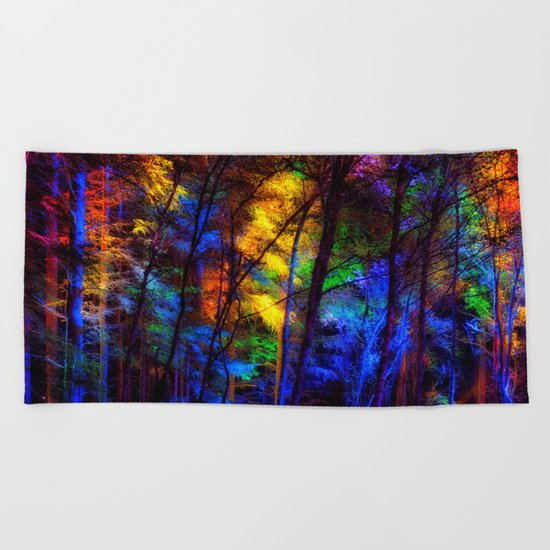 Rainbow Enchanted Forest Beach Towel