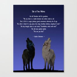 Tale of Two Wolves Canvas Print