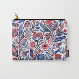 Botanical in red and blue Carry-All Pouch