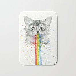 Kitten Puking Rainbows Cat Rainbow Vomit Badematte | Rainbows, Puke, Pop Art, Animal, Illustration, Black And White, Cartoon, Cats, Whimsical, Funnyanimals 