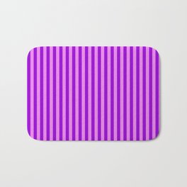 [ Thumbnail: Dark Violet & Violet Colored Stripes/Lines Pattern Bath Mat ]