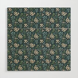 Teal Tranquility: A Tapestry of Floral Elegance Wood Wall Art