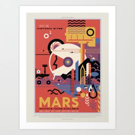  Retro Space Travel Poster NASA-Mars. Art Print | Travel, Retro, Explorer, Stars, Graphic Design, Fantasy, Wall Art, Space, Science, Enceladus 