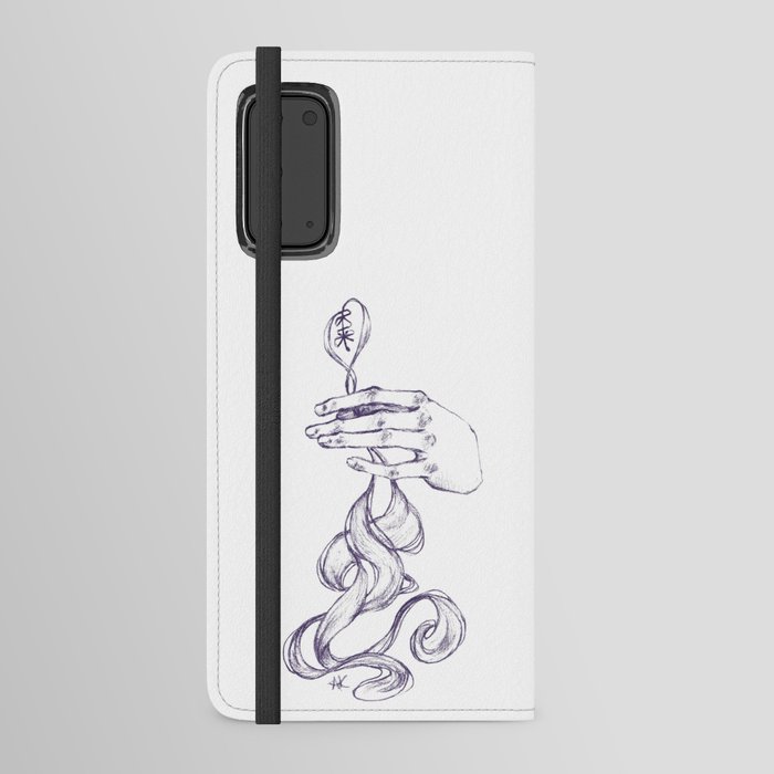 Future (Mirai/未来) Japanese kanji with hands pencil drawing  Android Wallet Case