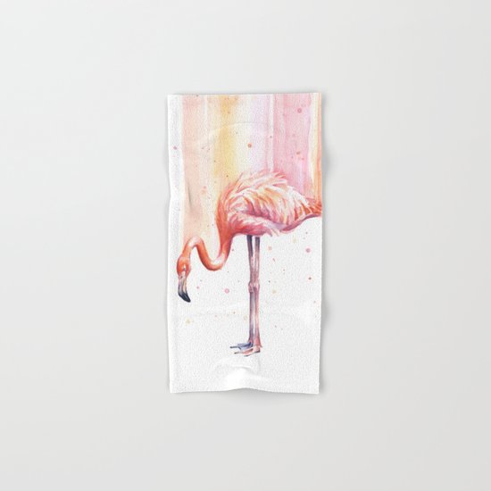 Flamingo Watercolor | Pink Rain Hand & Bath Towel