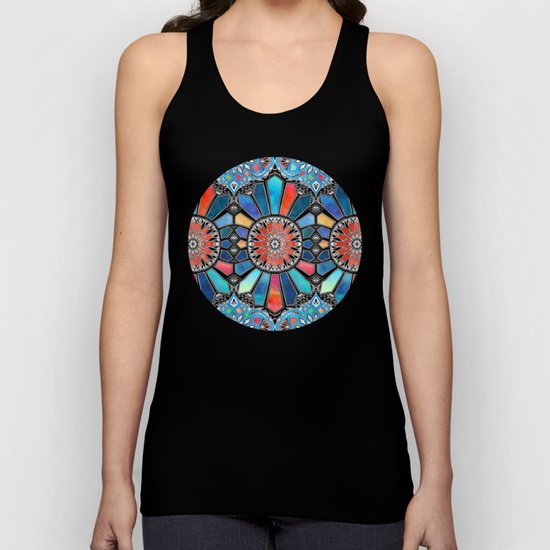 Iridescent Watercolor Brights on Black Unisex Tank Top