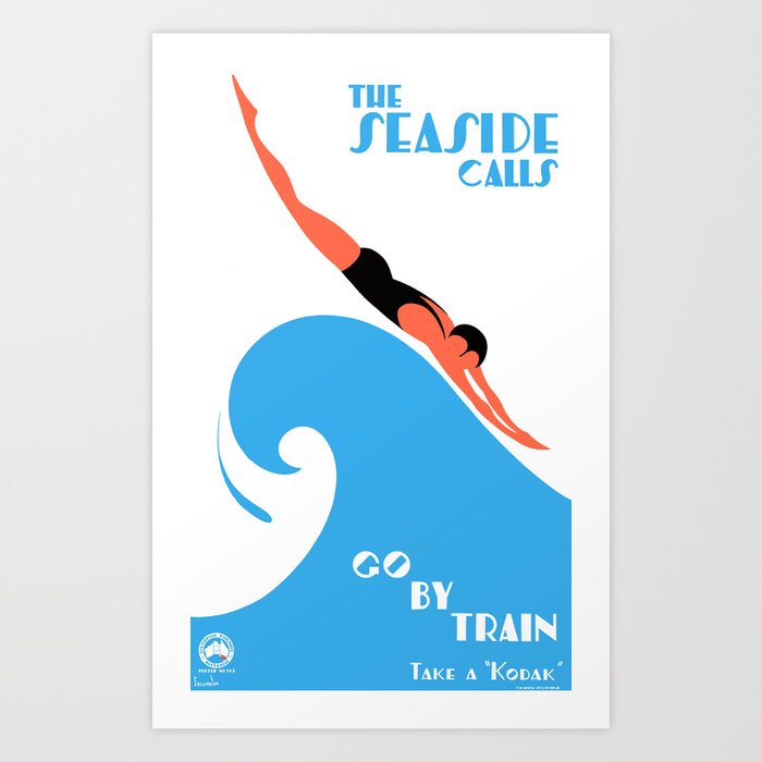 1938 AUSTRALIA The Seaside Calls Train Travel Poster Art Print