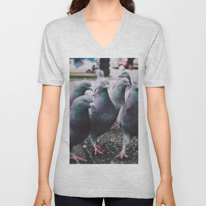 Pigeons V Neck T Shirt