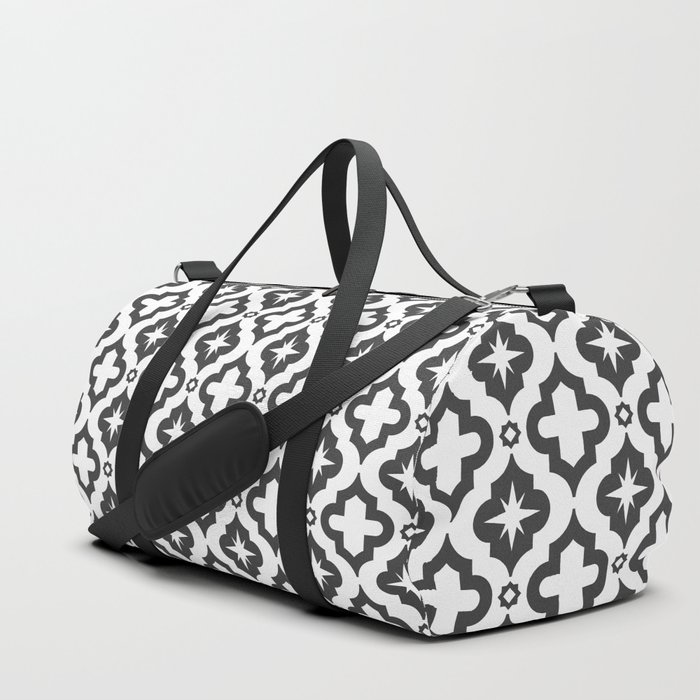 Dark Grey Ornamental Arabic Pattern Duffle Bag