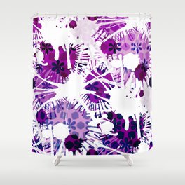 Paint Splash Flowers Purple Pink White Shower Curtain